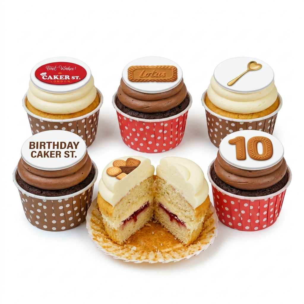Birthday Cupcakes with Custom Age Topper