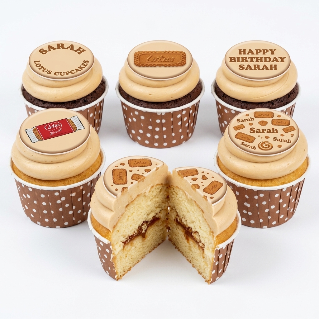 Lotus Biscoff Cupcakes with Personalised Toppers
