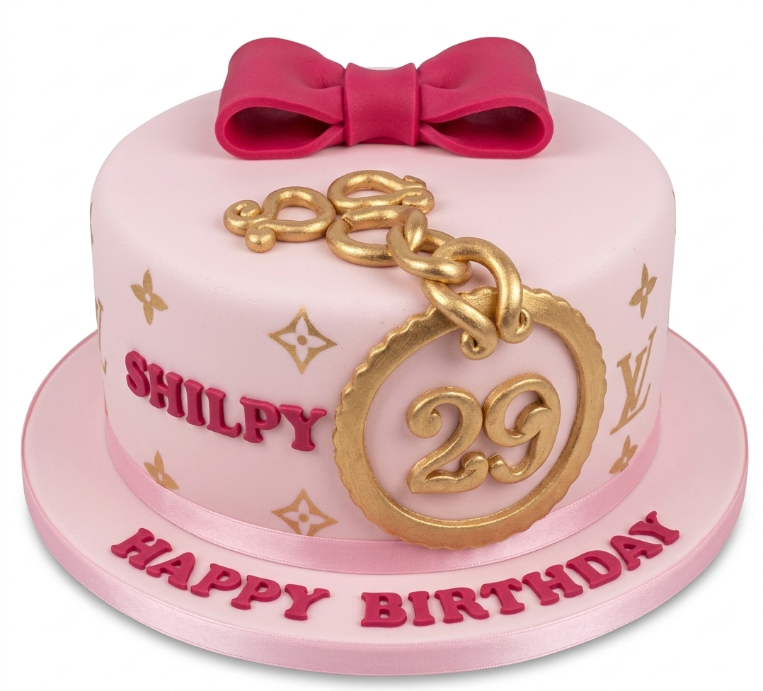 LV Branded Birthday Cake for Her with Custom Age