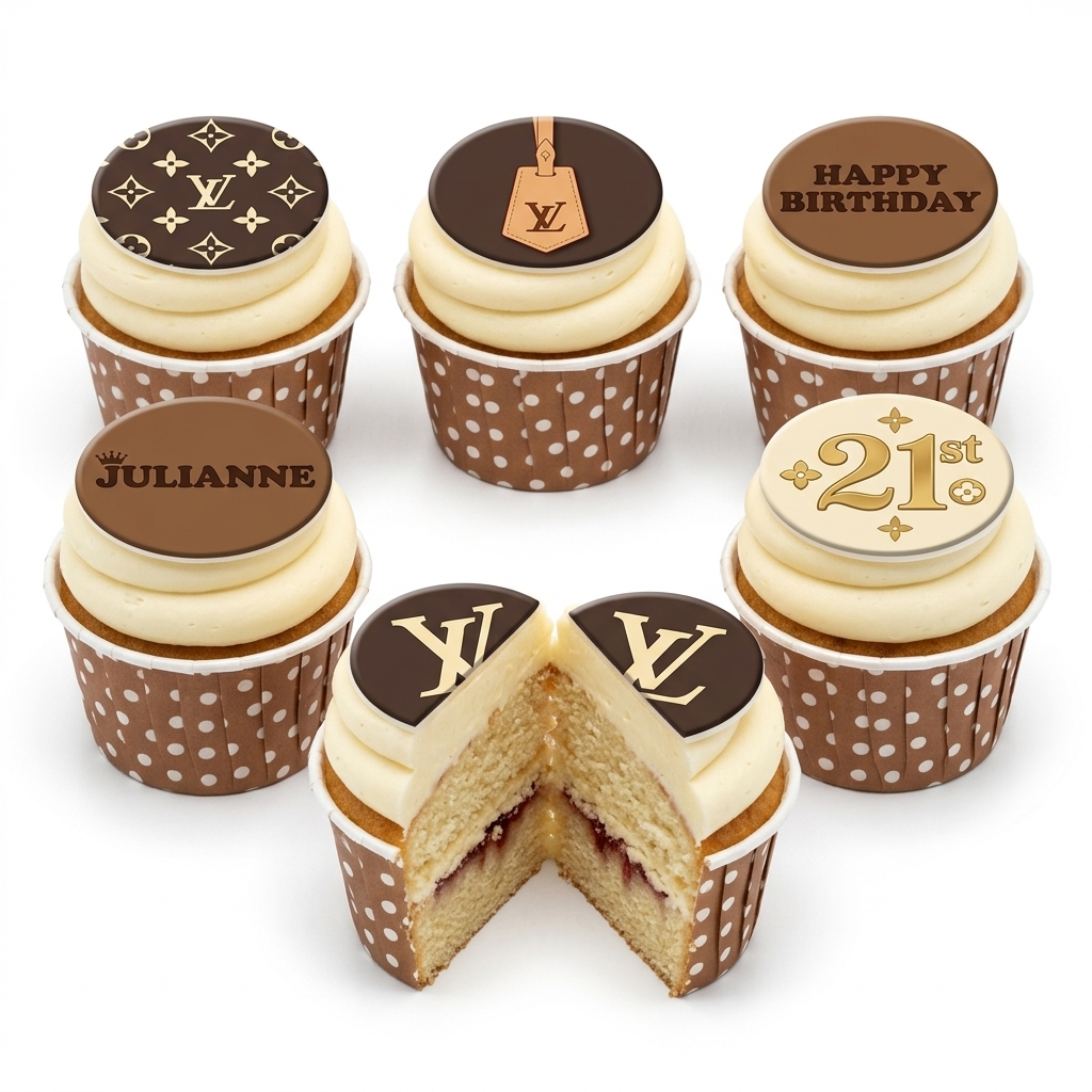 Luxury Designer Birthday Cupcakes with Custom Age Topper