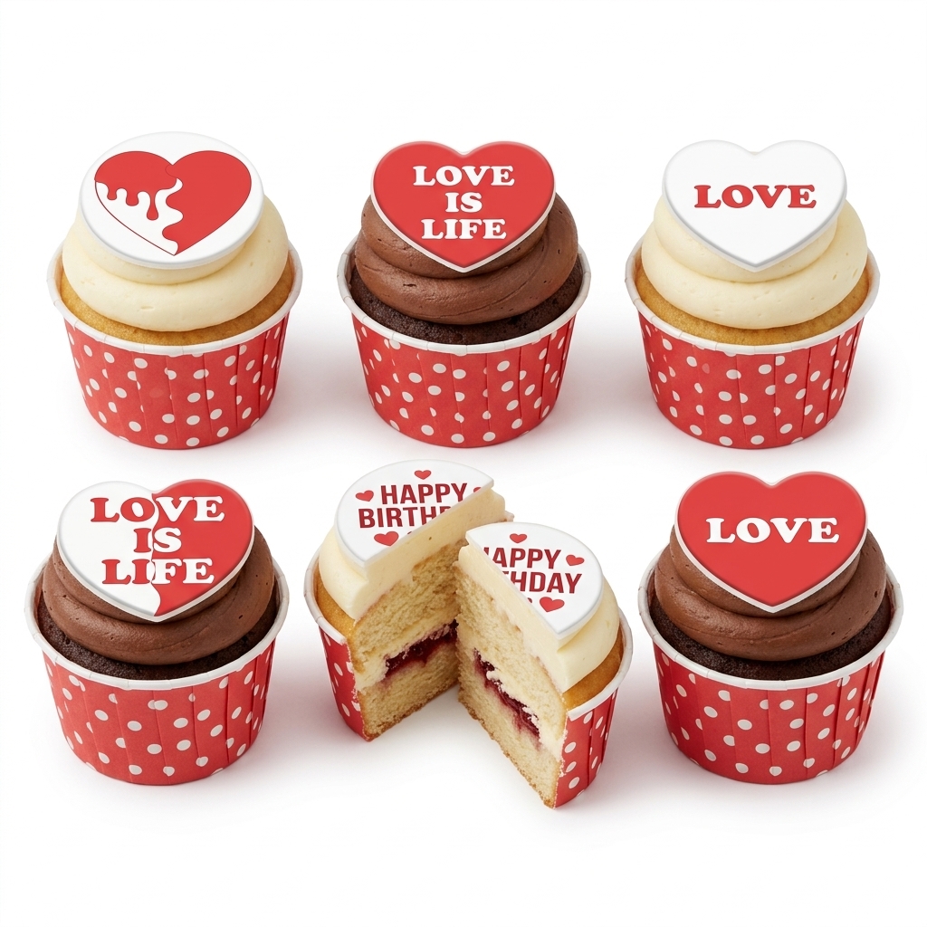 Love Heart Birthday Cupcakes