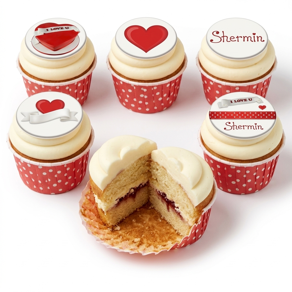 Personalised Love Heart Cupcakes