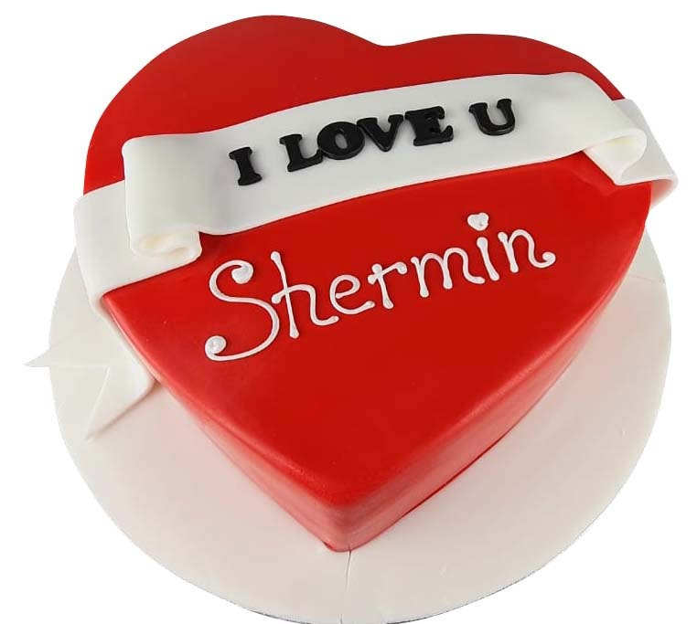Love Message Valentines Cake