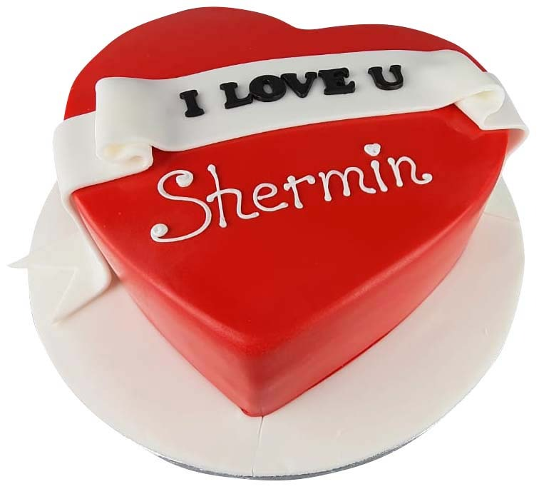 Love Message Valentines Cake