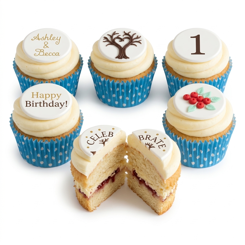Personalised Birthday Cupcakes with Custom Toppers