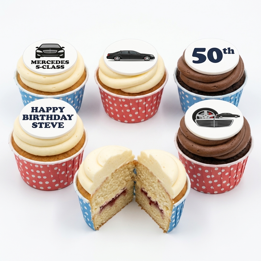 Mercedes Birthday Cupcakes for Him with Custom Age