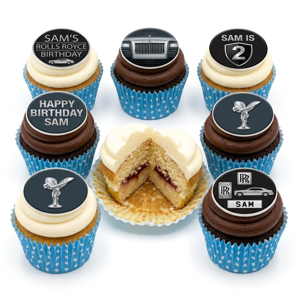 Rolls Royce Theme Birthday Cupcakes