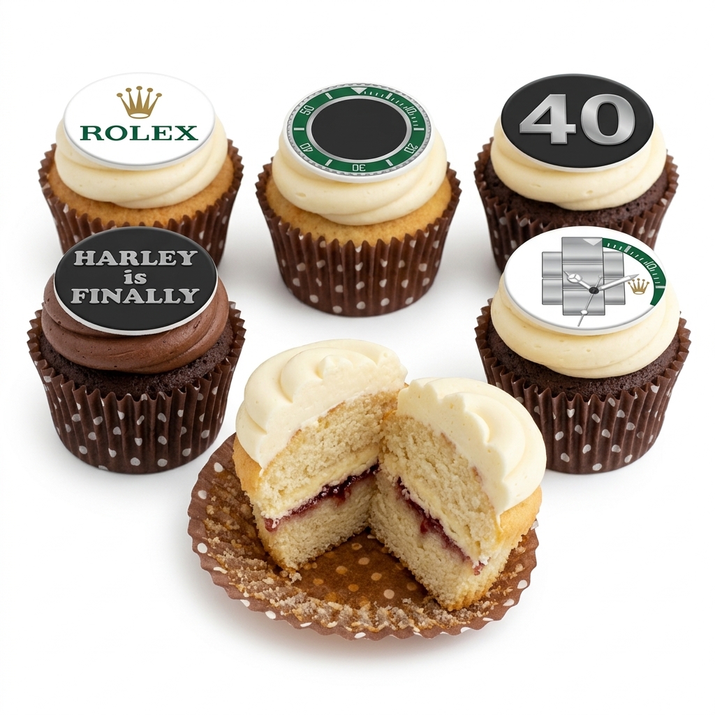 Rolex Theme Birthday Cupcakes for Him with Custom Age