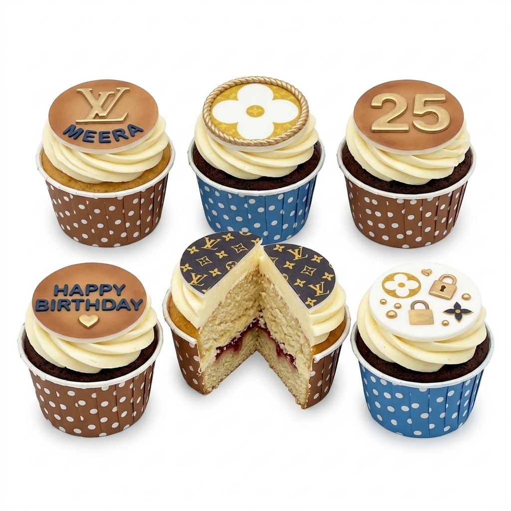 Louis Vuitton Style Birthday Cupcakes