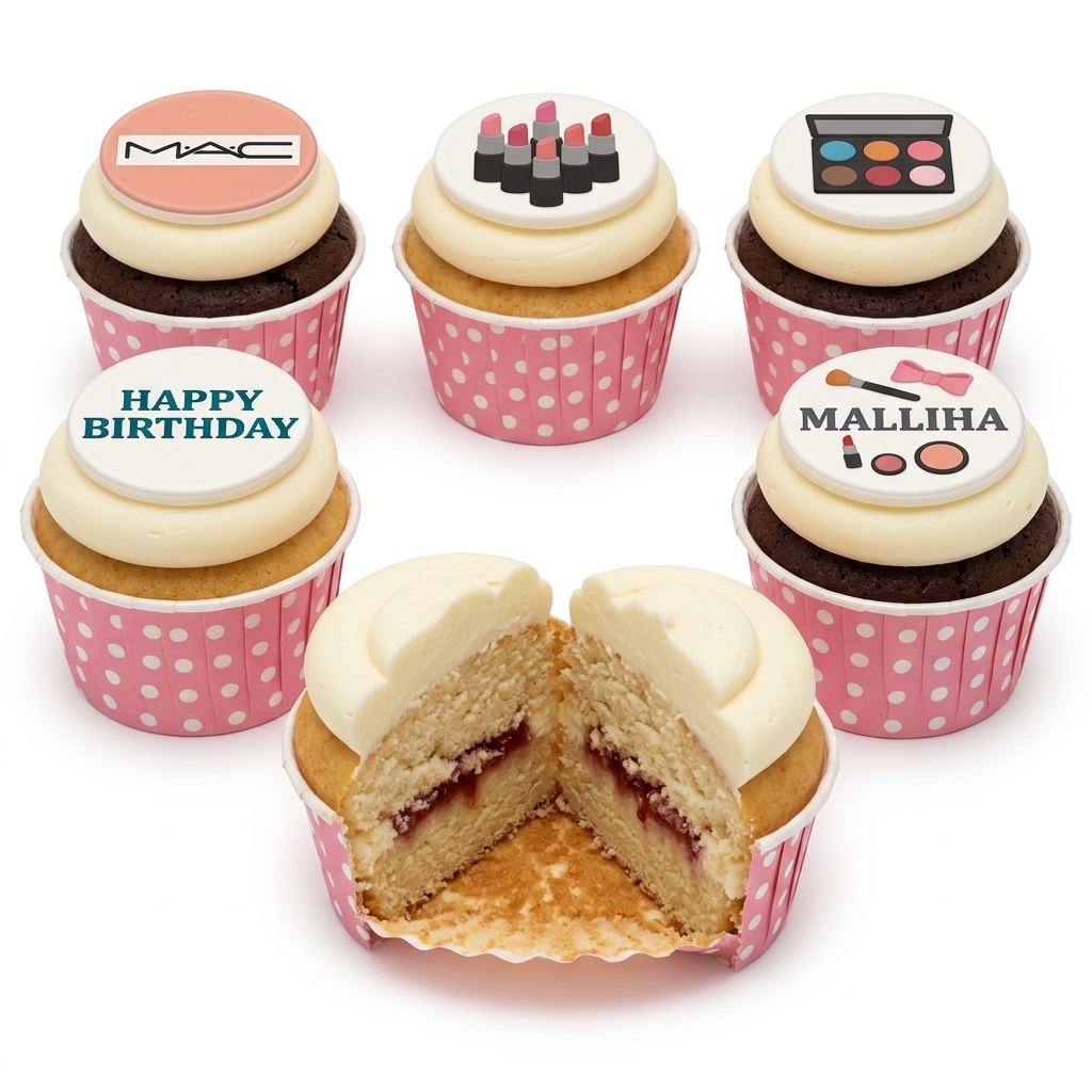 Makeup Theme Birthday Cupcakes for Her