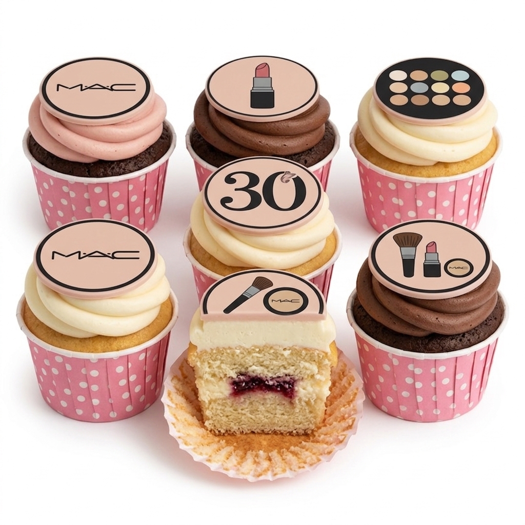 MAC Themed Birthday Cupcakes with Custom Age Topper