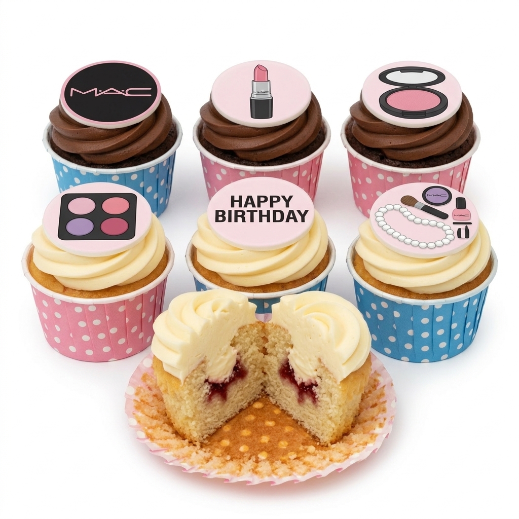 Makeup Theme Birthday Cupcakes for Her