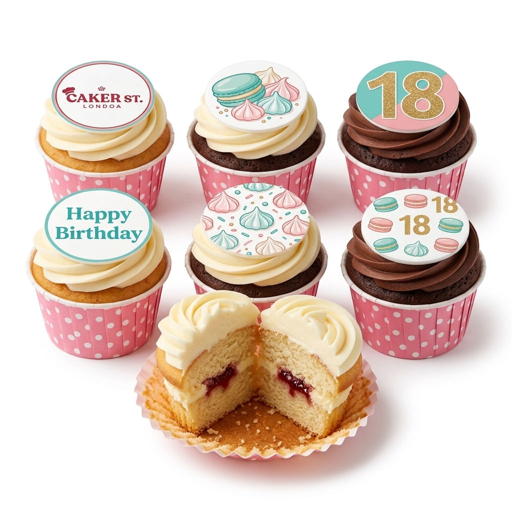 Macaron Birthday Cupcakes with Custom Age Topper