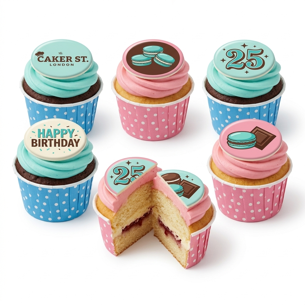 Macaron & Chocolate Birthday Cupcakes with Custom Age Topper