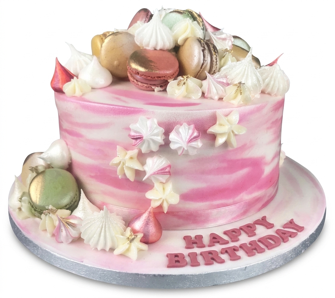 Elegant Macaron Birthday Cake For Her