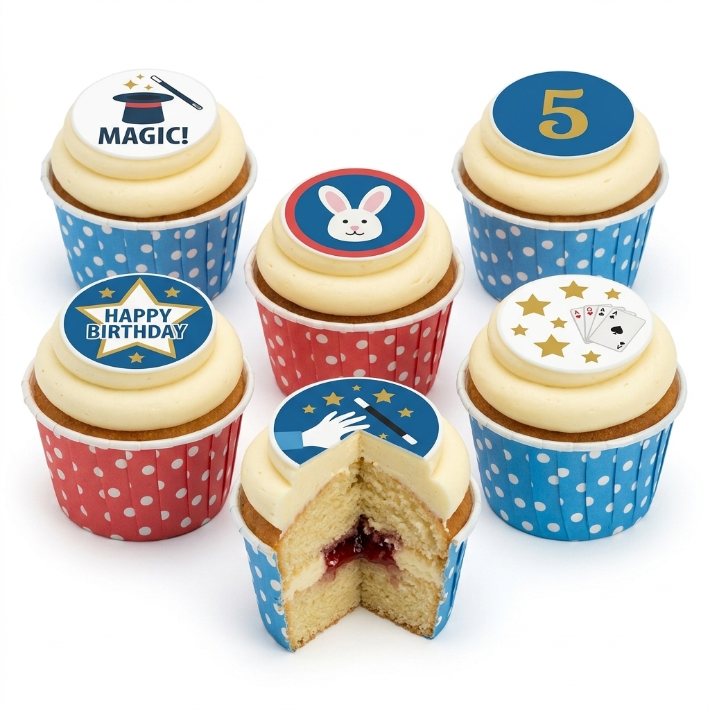 Magic Show Birthday Cupcakes with Custom Age Topper
