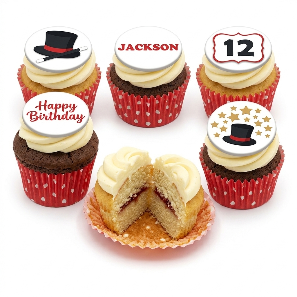 Magic Theme Birthday Cupcakes with Custom Age & Name