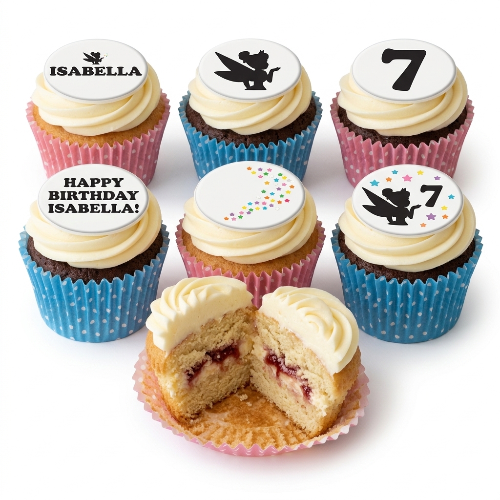 Fairy Birthday Cupcakes with Custom Age Topper