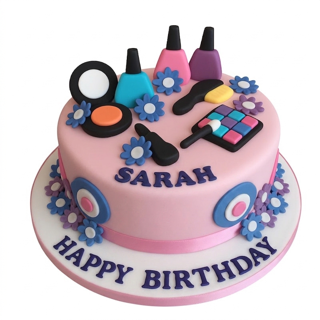 Makeup Theme Birthday Cake for Her