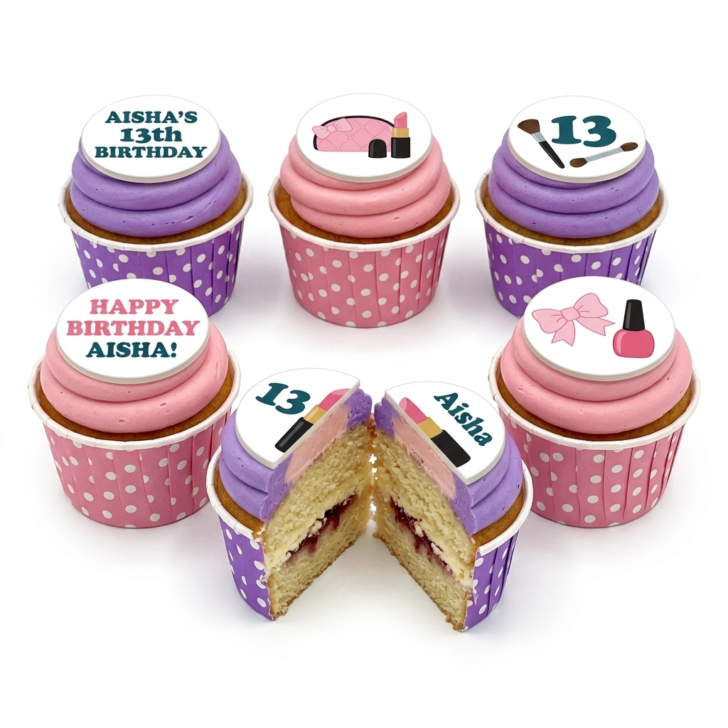 Makeup Theme Birthday Cupcakes for Girls