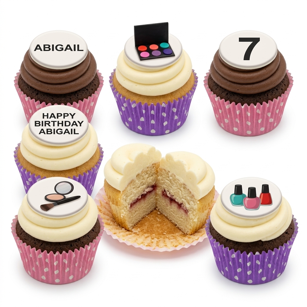 Makeup Theme Birthday Cupcakes for Her