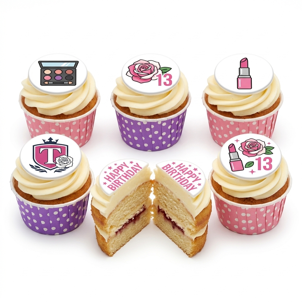 Beauty & Floral Birthday Cupcakes for Teenagers with Custom Age