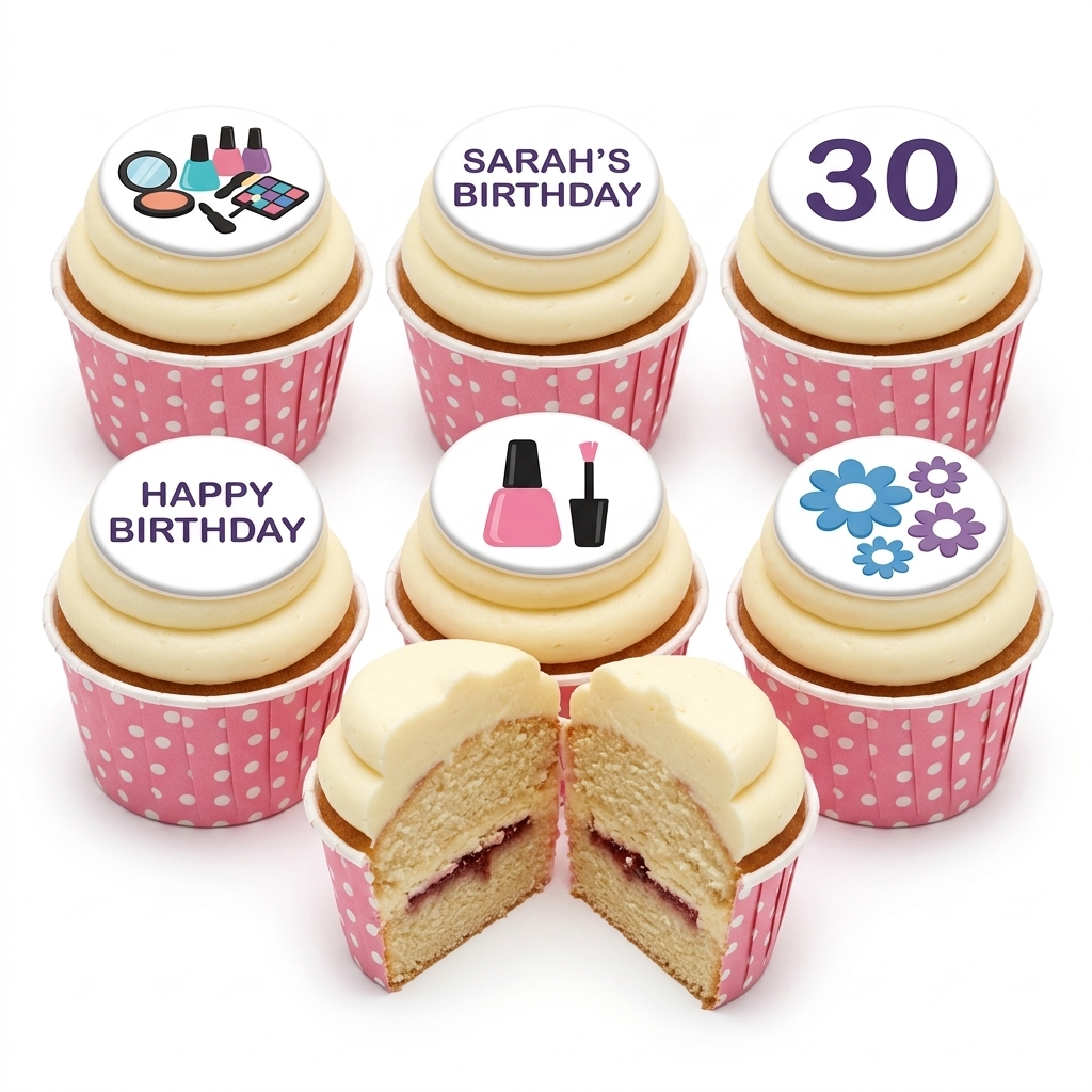 Makeup & Floral Birthday Cupcakes