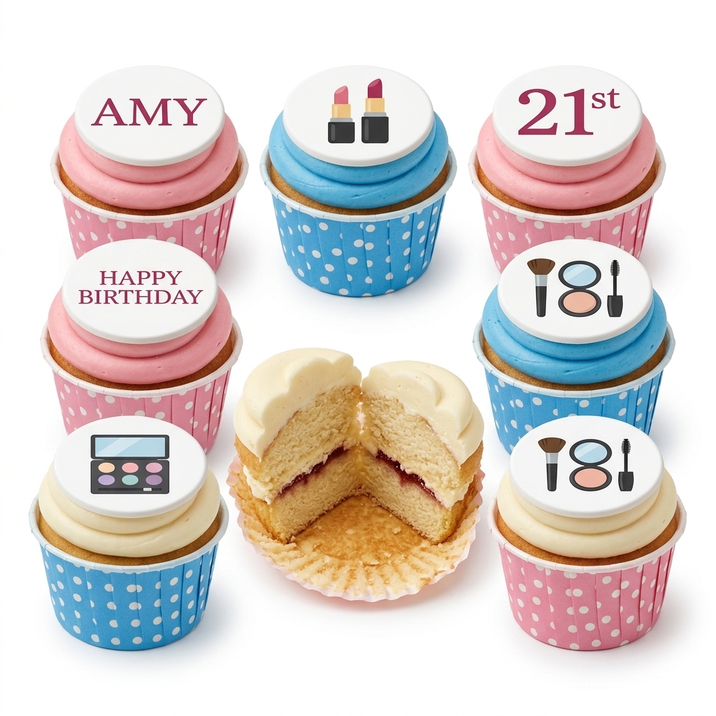 Makeup Theme Birthday Cupcakes for Her