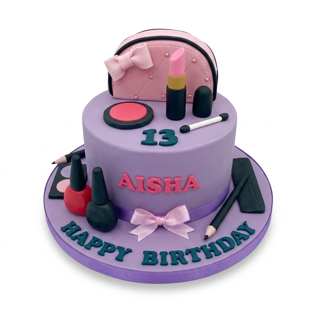 Makeup Theme Birthday Cake for Girls