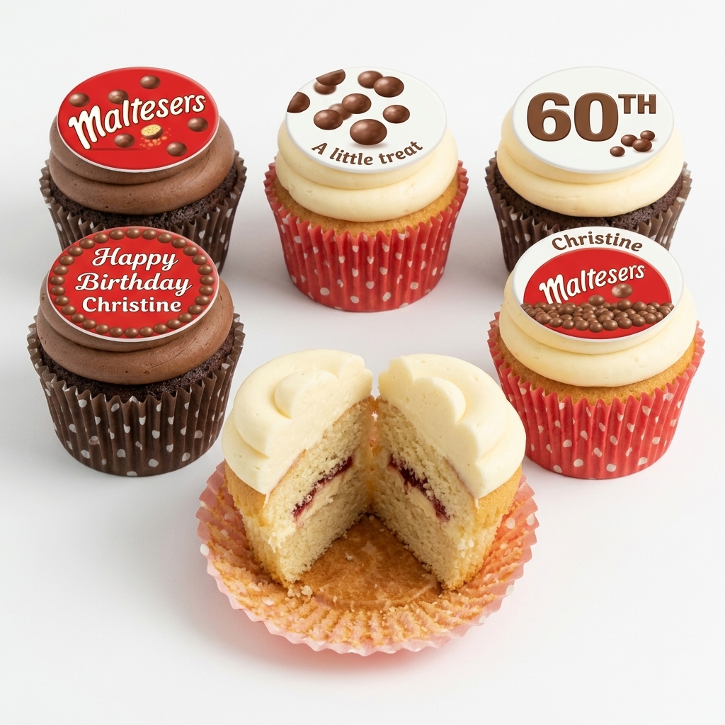 Maltesers Birthday Cupcakes with Custom Toppers