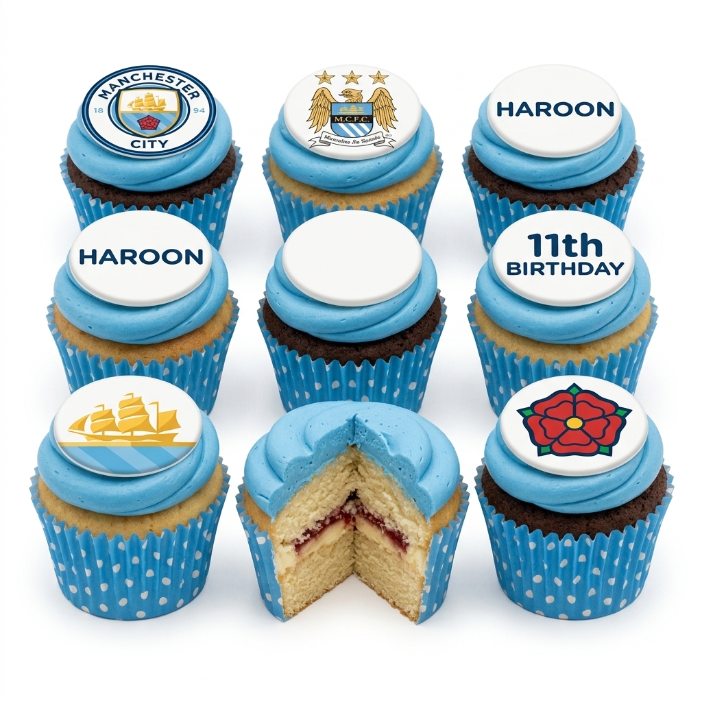 Manchester City Birthday Cupcakes - Personalised Football Theme