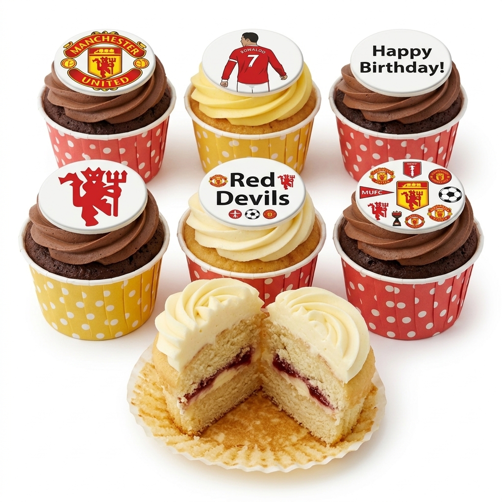 Manchester United Football Birthday Cupcakes