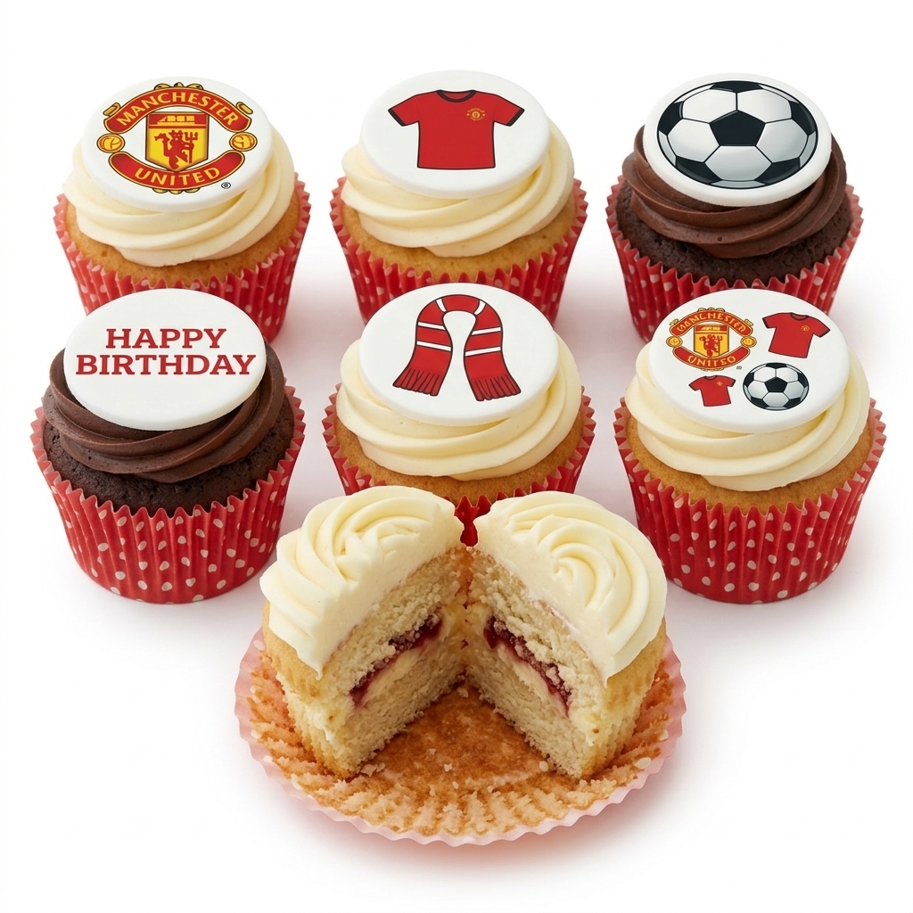 Manchester United Football Birthday Cupcakes