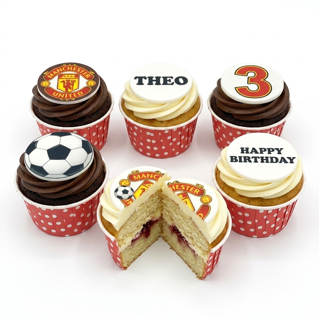 Manchester United Football Birthday Cupcakes