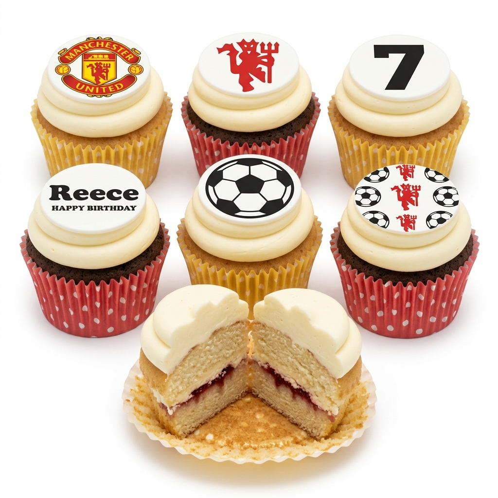 Personalised Manchester United Football Birthday Cupcakes