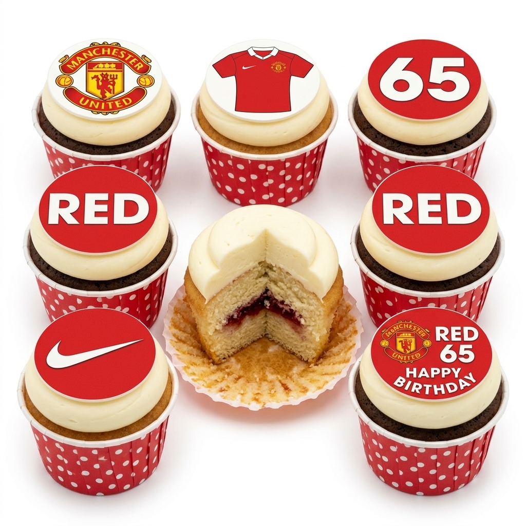 Personalised Manchester United Football Birthday Cupcakes