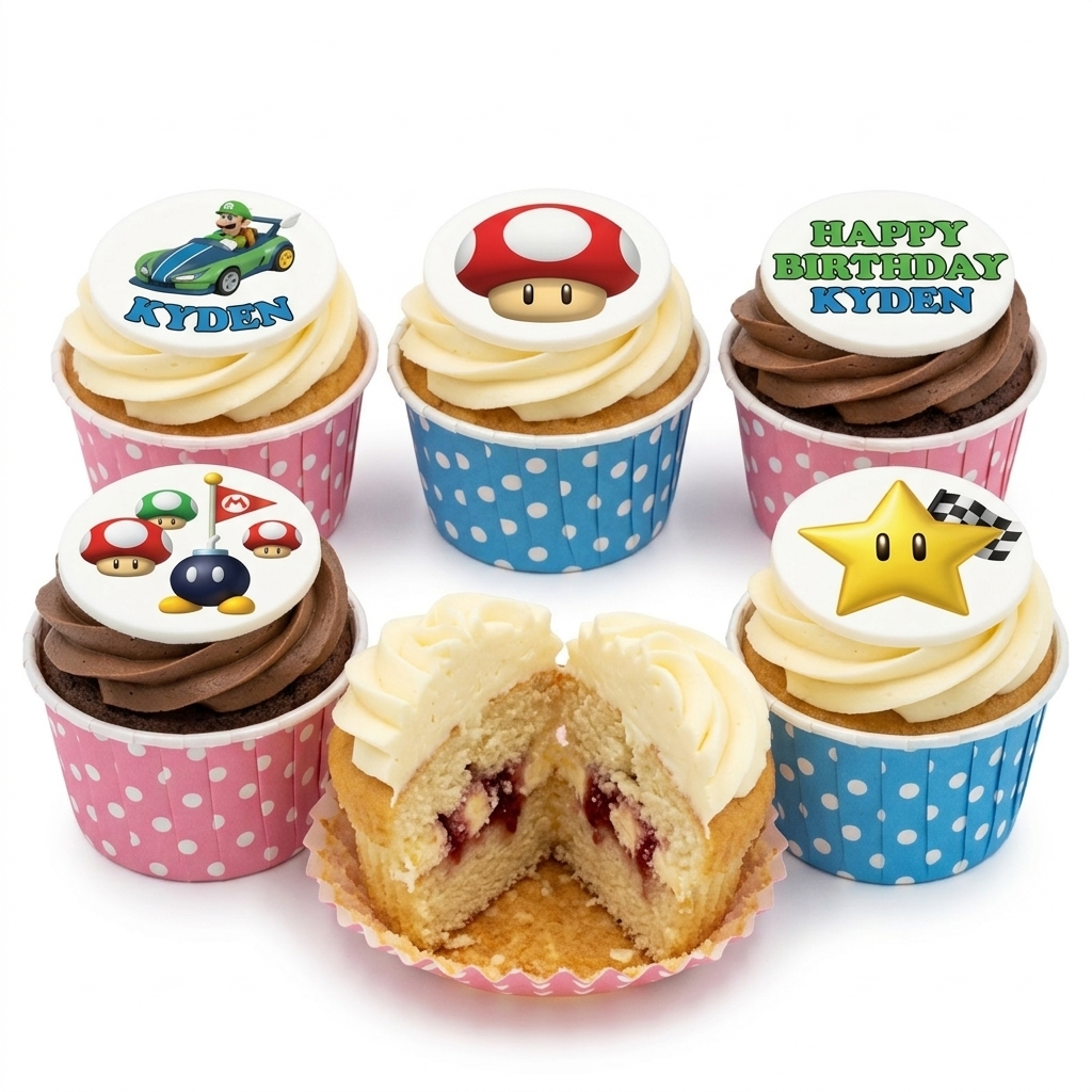 Mario Kart & Super Mario Birthday Cupcakes