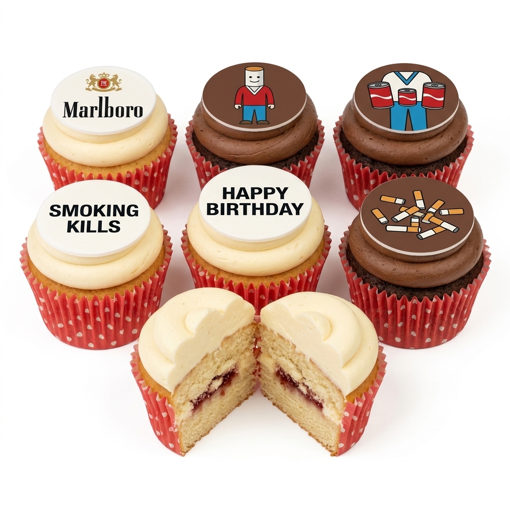Adult Birthday Cupcakes for Him - Smoking & Drinking Theme