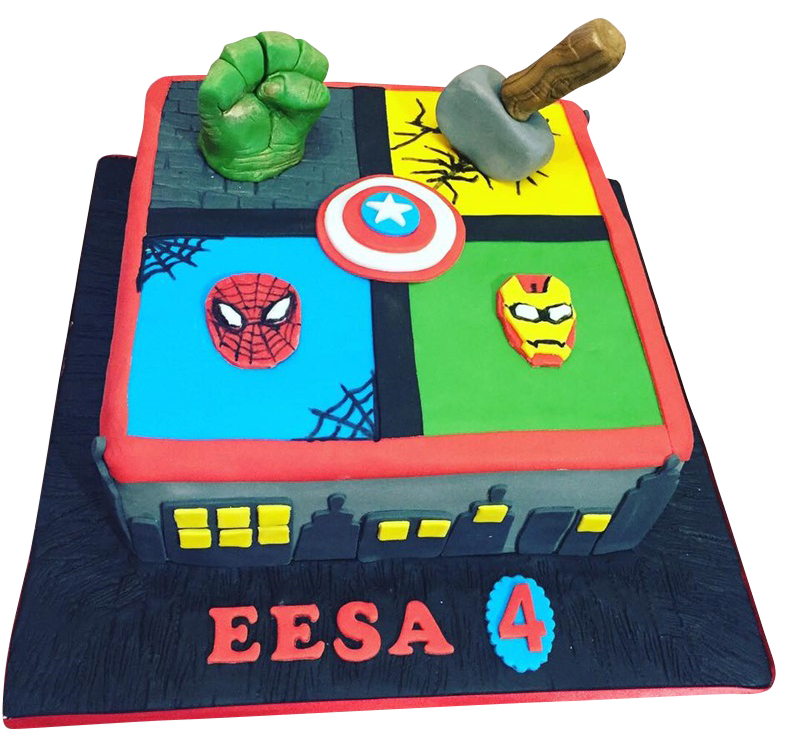 Marvel Themed Superheroes Birthday Cake