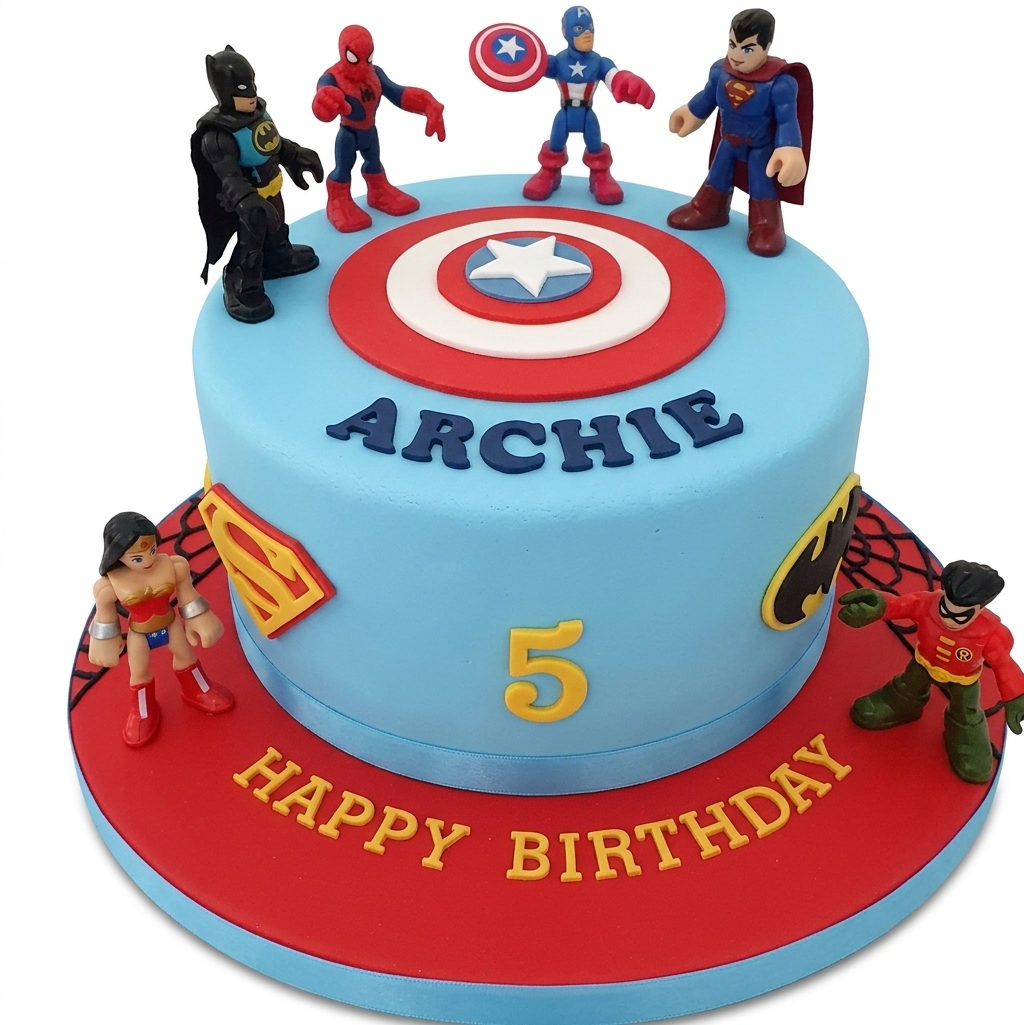Superhero Birthday Cake for Boys with Custom Age