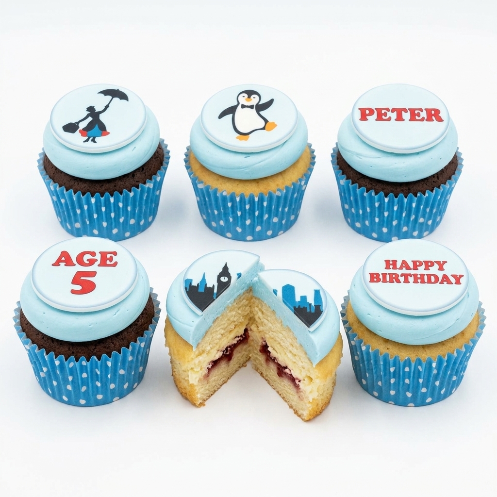 Mary Poppins Theme Birthday Cupcakes
