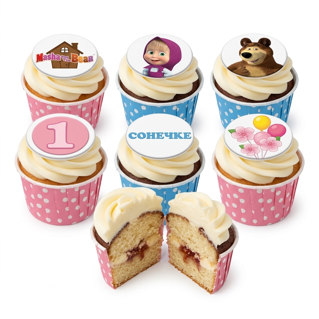 Masha and the Bear Birthday Cupcakes