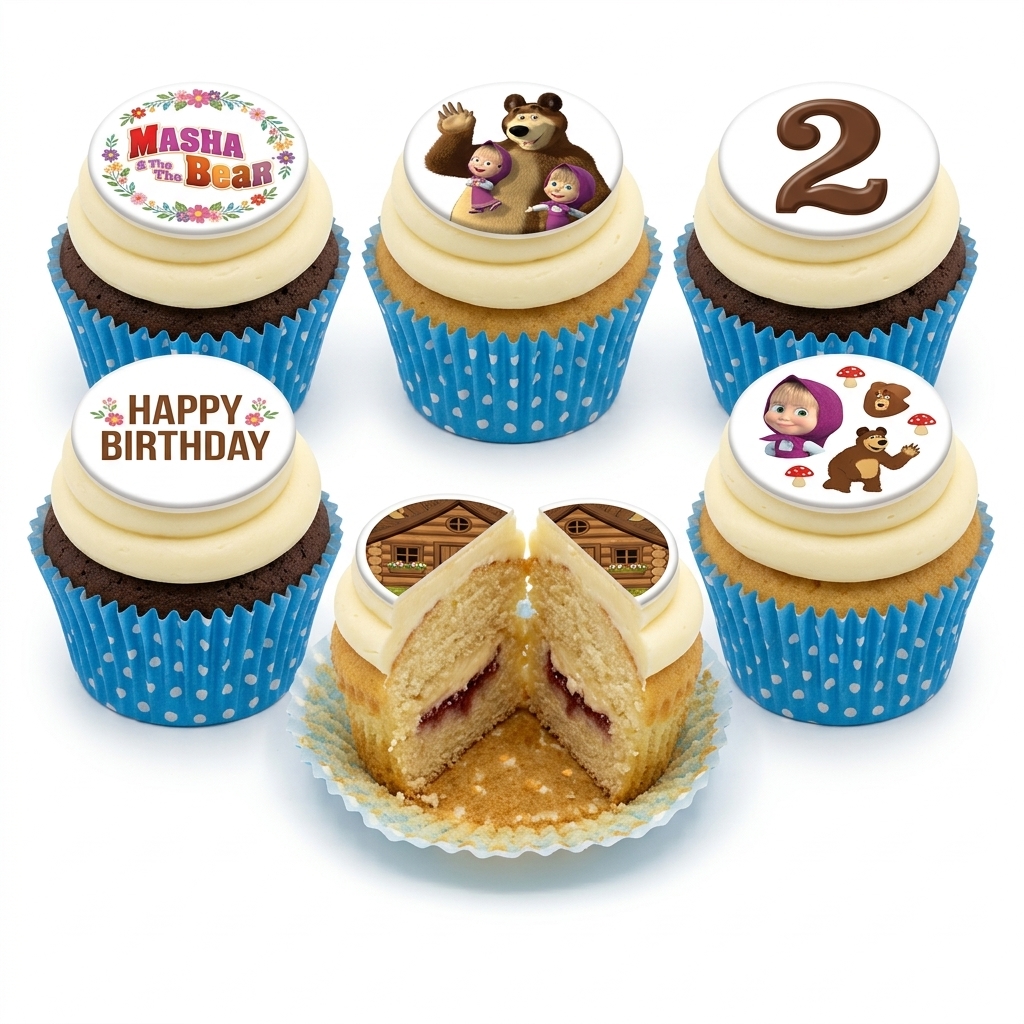 Masha and the Bear Birthday Cupcakes