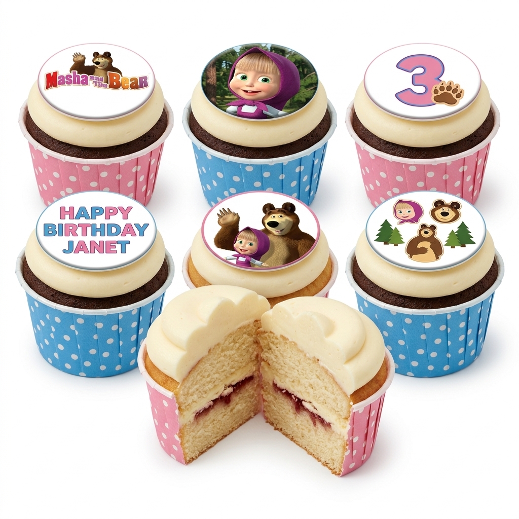 Masha and the Bear Birthday Cupcakes