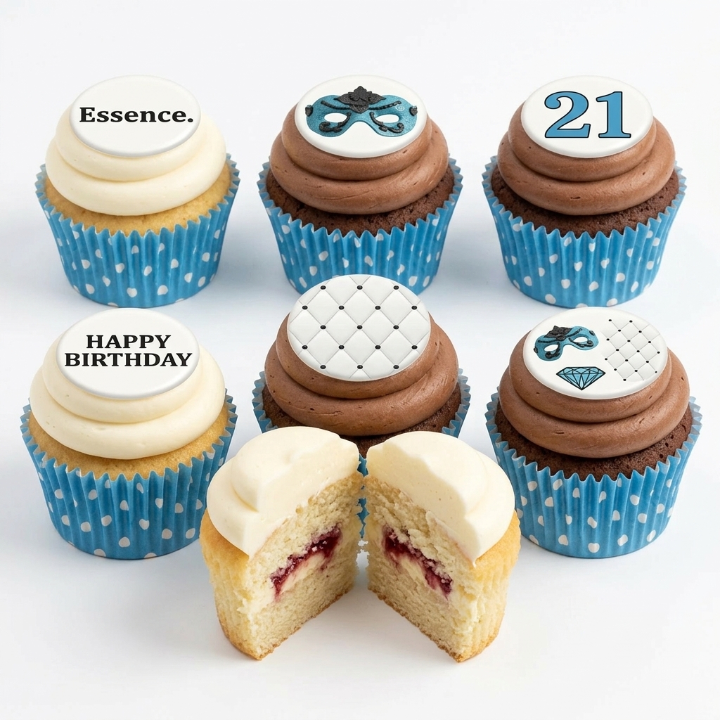 Elegant Birthday Cupcakes with Custom Toppers