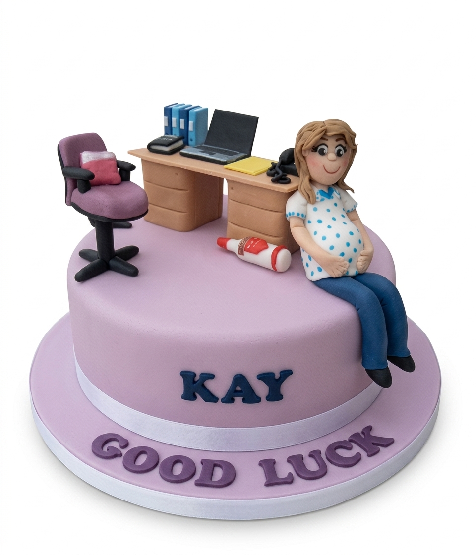 Maternity Leave Celebration Cake with Office Desk Design