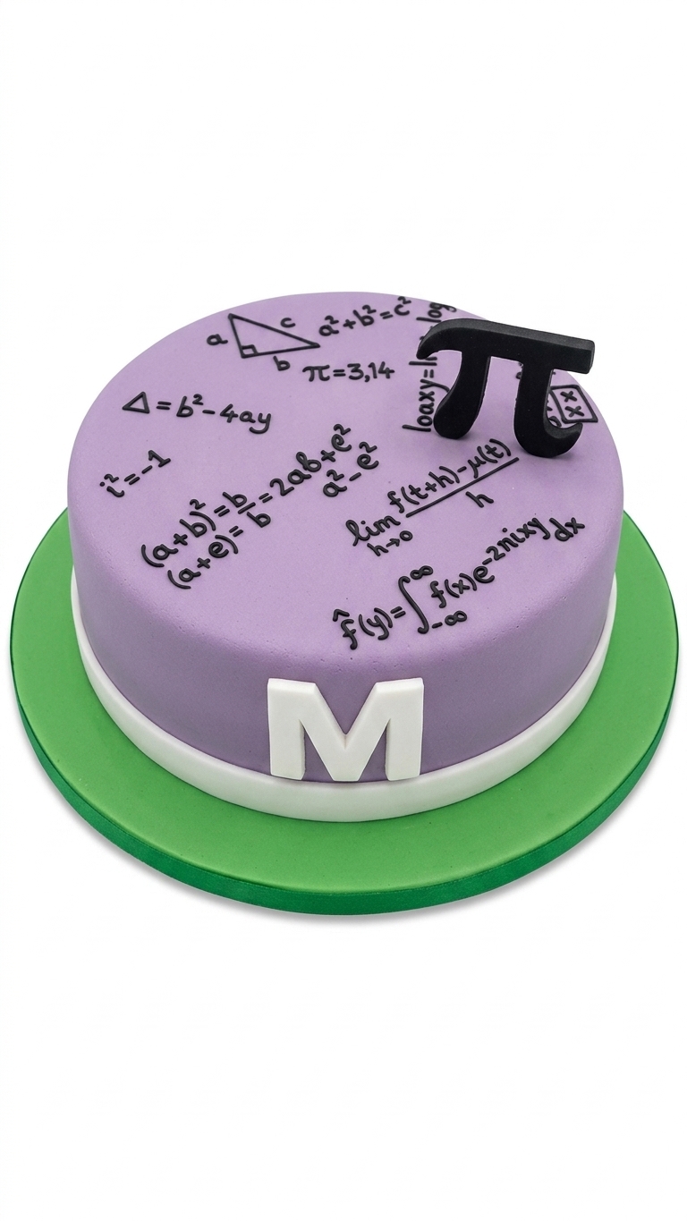 Maths Theme Birthday Cake with Custom Initial