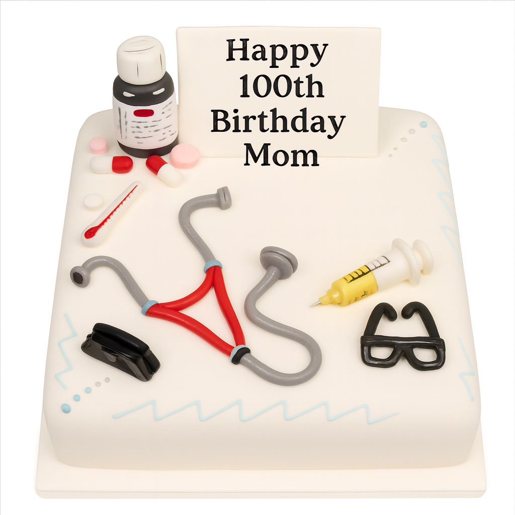 Medical Theme 100th Birthday Cake