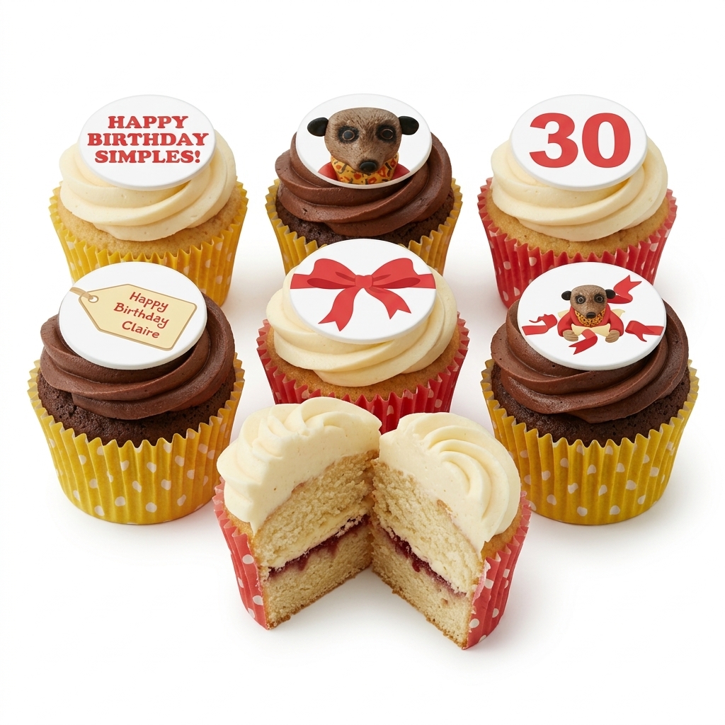 Meerkat Birthday Cupcakes with Custom Age Toppers