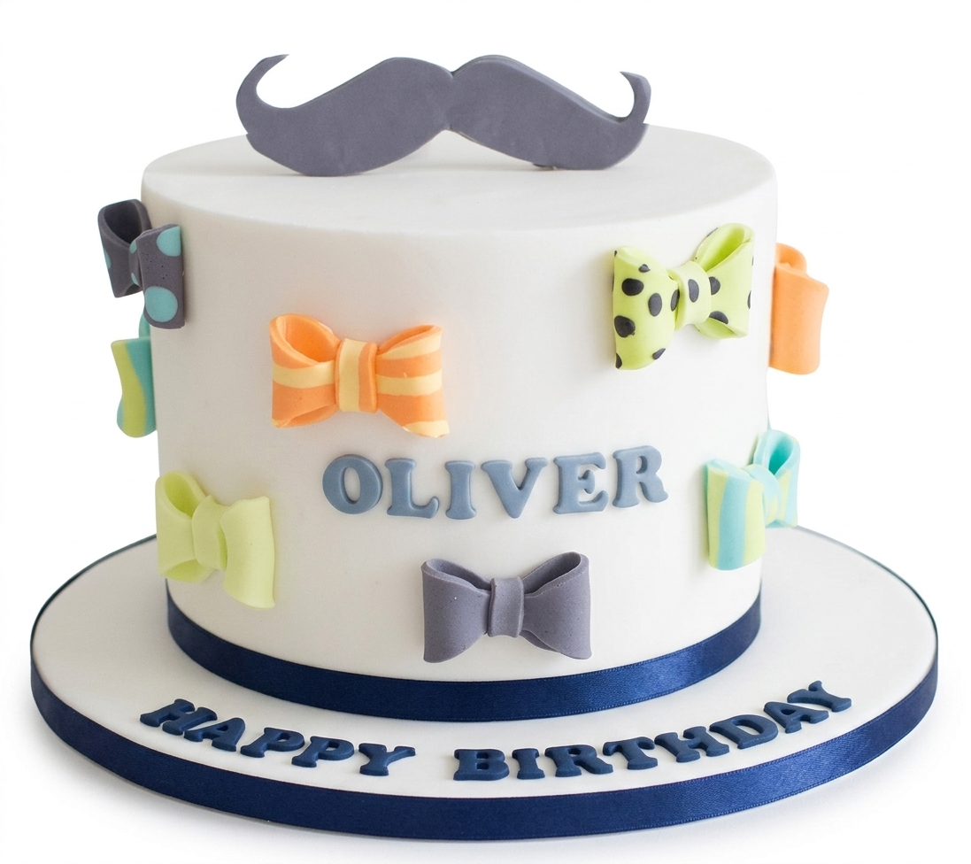 Moustache and Bow Tie Birthday Cake for Him